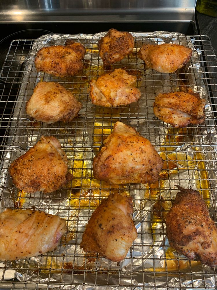 EXTRA CRISPY OVEN FRIED CHICKEN THIGHS