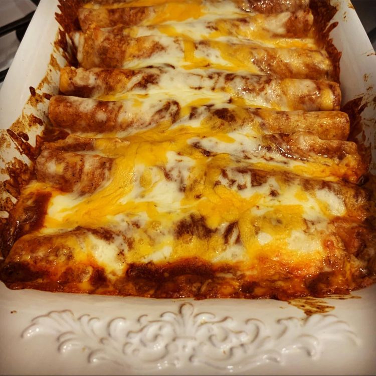 CHICKEN ENCHILADAS WITH HOMEMADE RED ENCHILADA SAUCE