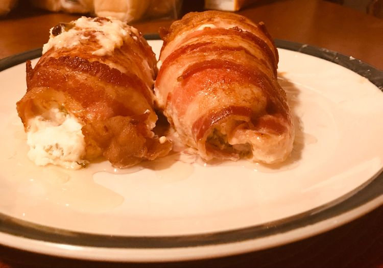 BACON WRAPPED CREAM CHEESE STUFFED CHICKEN BREAST