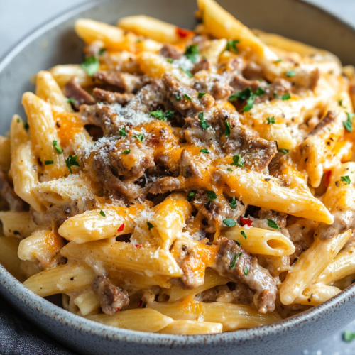 How To Make Easy Philly Cheesesteak Pasta Skillet In Under 30 Minutes Kitch Me Now