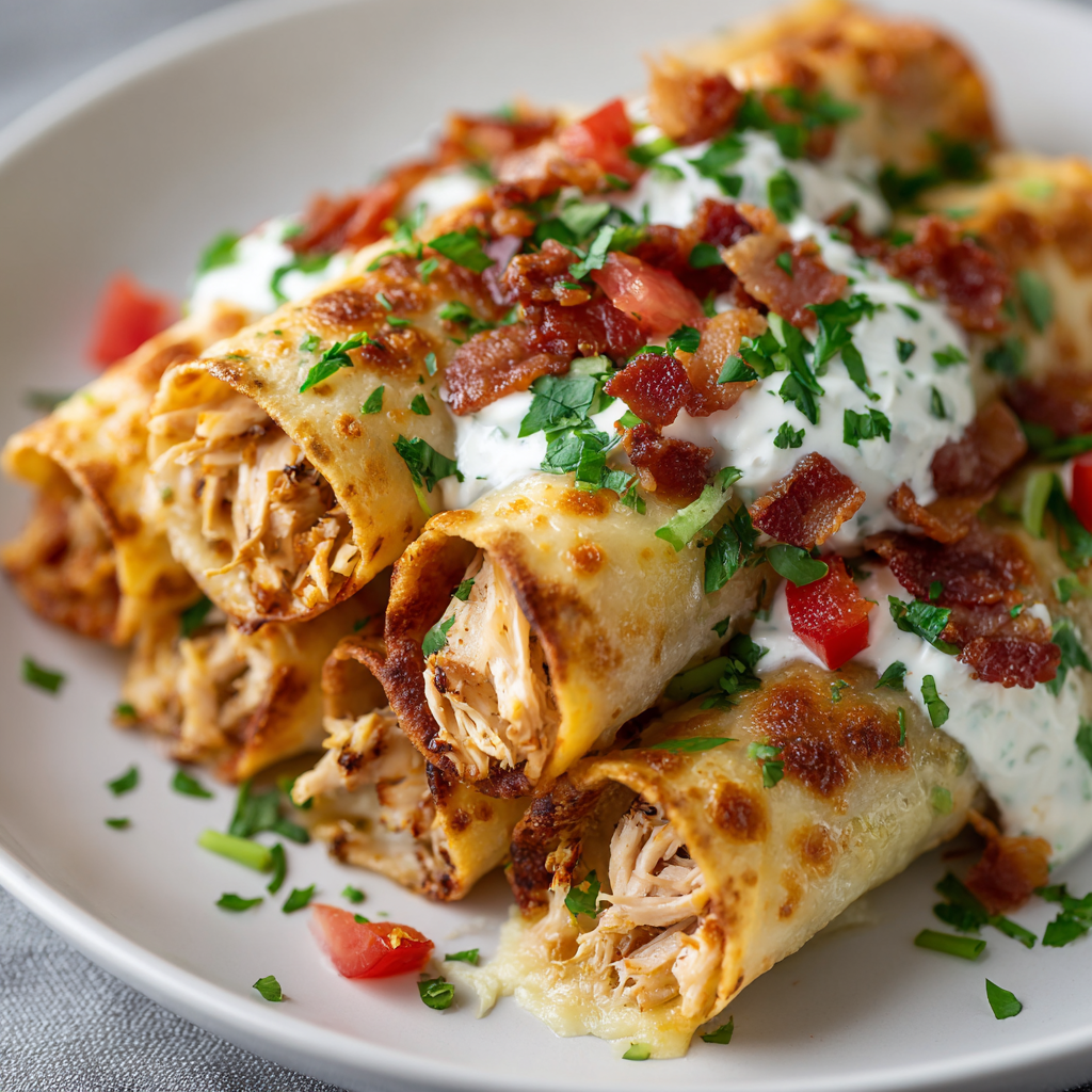 Cheesy Keto Chicken Bacon Ranch Taquitos