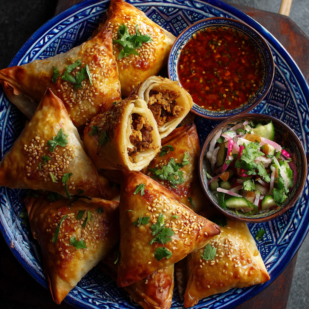 Crispy Moroccan Spiced Chicken Briouats