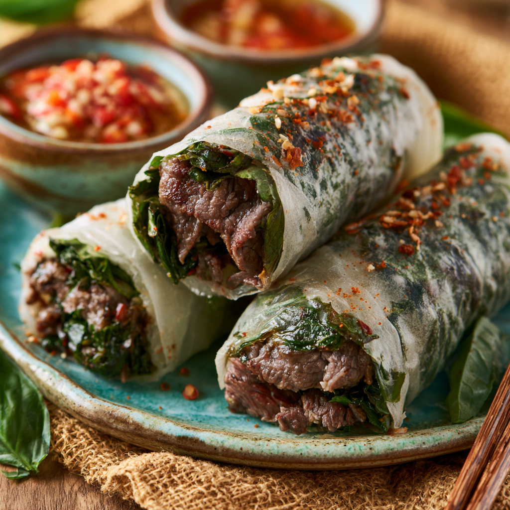 Thai Basil Beef Rolls
