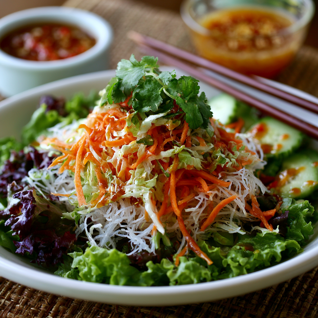 Fresh Spring Roll Salad with Zesty Ginger Dressing