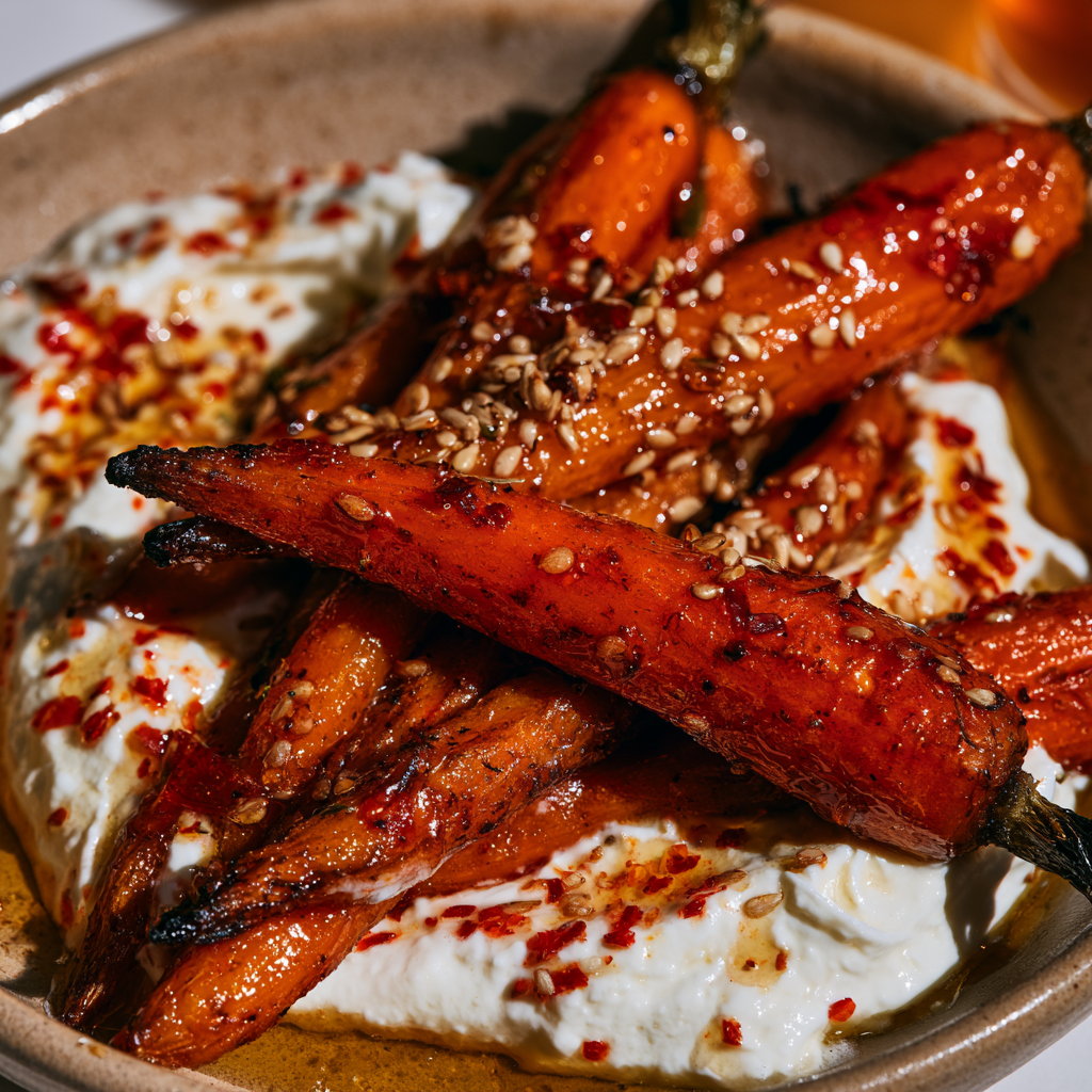 Roasted Carrots with Whipped Ricotta and Hot Honey
