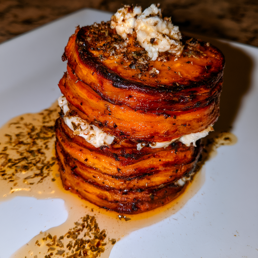 Roasted Sweet Potato & Goat Cheese Napoleon